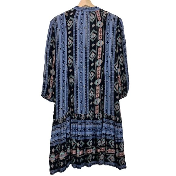 ANTHROPOLOGIE Holding Horses Winter Moon Blue Aztec Print Tunic Peasant Dress - Picture 13 of 13